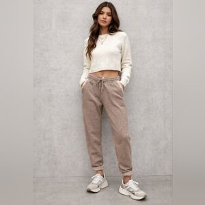 Roxy Gray Heathered Drawstring Joggers with Contrast Trim